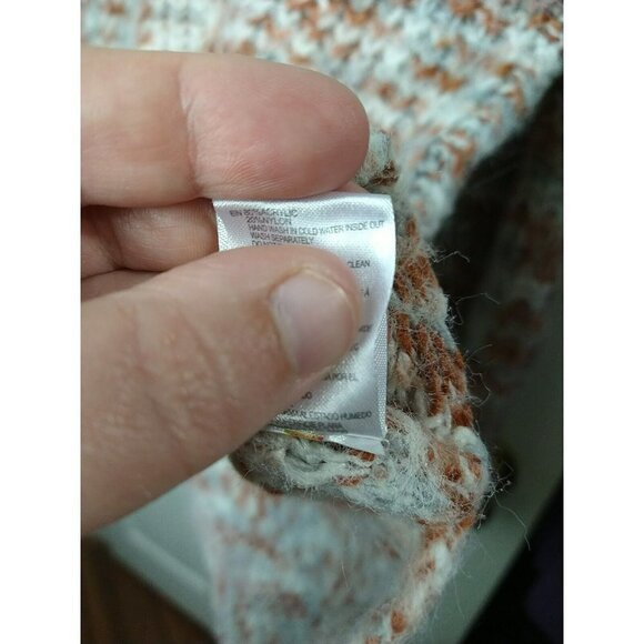 Rd style Women's Long Sleeve Orange White Grey Y2K Hi Lo Hem Sweater. Size L - Picture 11 of 13